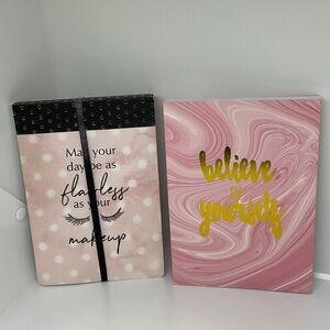 Pink swirl design ‘Believe in Yourself' OR Polka Dot Notebook EACH
